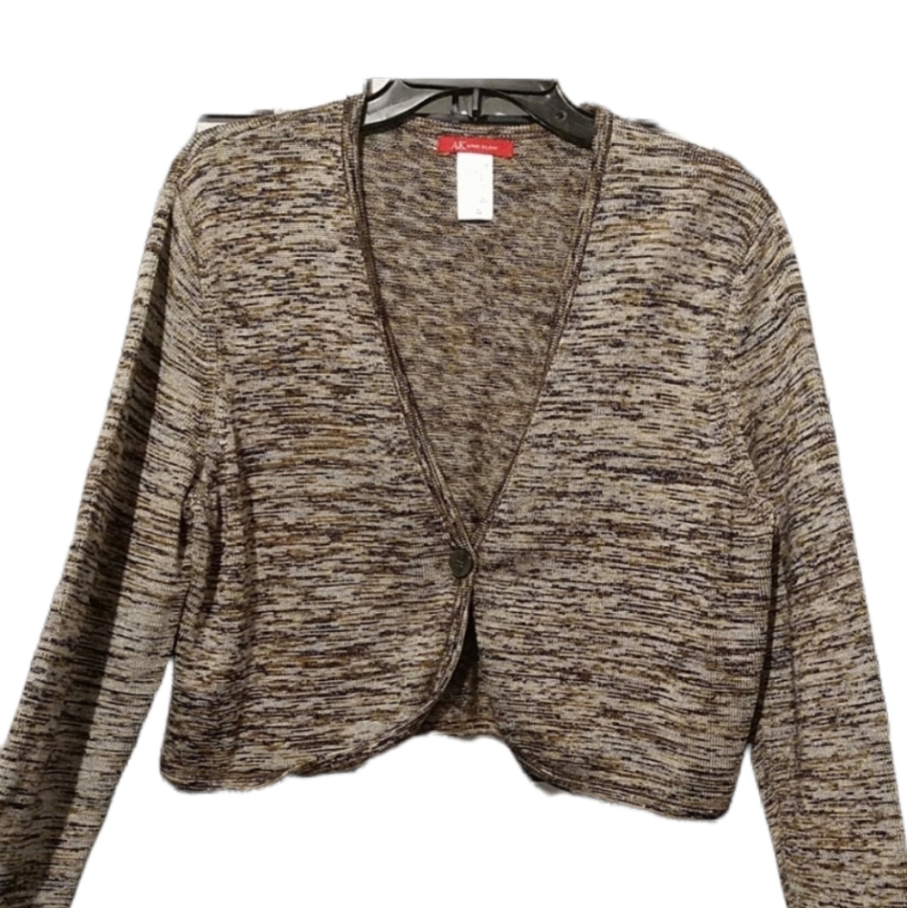 Anne Klein Brown Multi Color Cropped Cardigan sz Large
